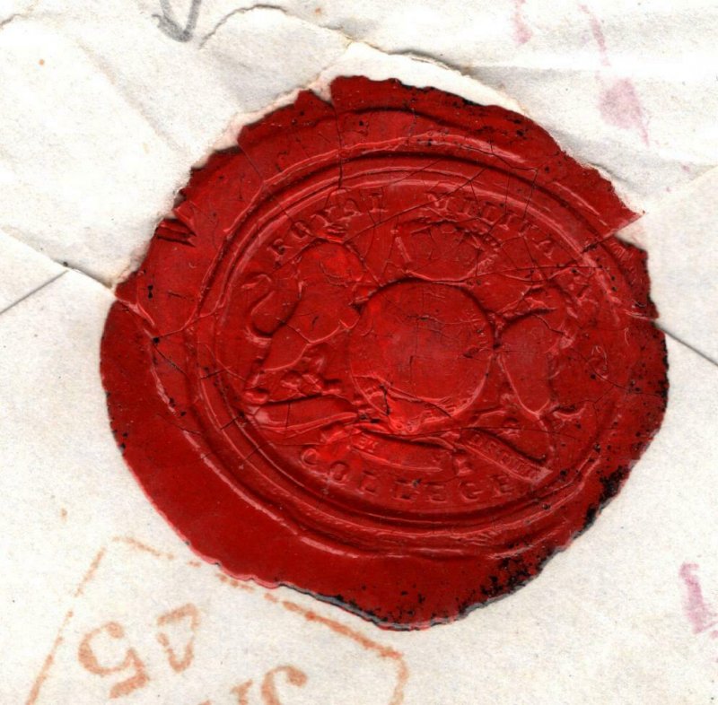 GB Cover ROYAL MILITARY COLLEGE Official Mail Seal Bagshot Ireland 1845 38a.6