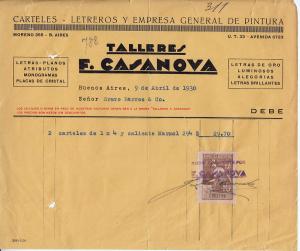 Argentina Receipt with Revenue Stamp 1930