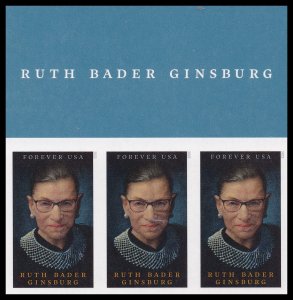 US 5821a Ruth Bader Ginsburg imperf NDC header strip 3 MNH 2023