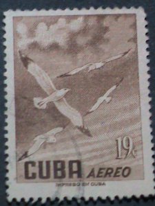 ​CUBA-LARGE PICTORIAL CUBA BIRDS ON VERY OLD CUBA USED STAMP-VERY FINE