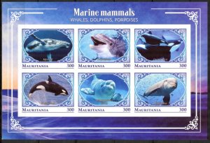 Mauritania 2018 Marine Mammals Whales Dolphins I Sheet Imperf. MNH Privat