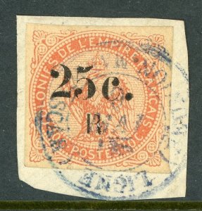 Reunion 1885 French Colonial Overprint 25¢/40¢ Ship Postmark T430