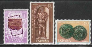 Spain #1529-31 ~ Cplt Set of 3 ~ Founding Leon, Roman Coins ~ Unused, LHM (1968)