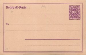 E0025 Germany 1875-1900 / 200 Pf. brown pneumatic tube post postal card unused