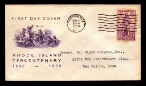 US SC# 777 FDC / 1st Rhode Island Ins Cachet w/ Insert - L5110