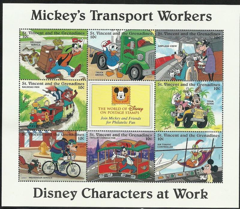 St Vincent and Grenadines: Disney Characters at Work: 6x Mini Sheets: 1996: MNH