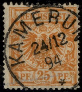 Germany 1894 Kamerun Camerouns Africa Colony 25pf MiV49 Used Christmas 104928