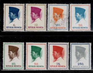 Indonesia #616-25 ~ Short Set 8 of 10 ~  Sukarno ~ M, Unused, Used, MX  (1964)