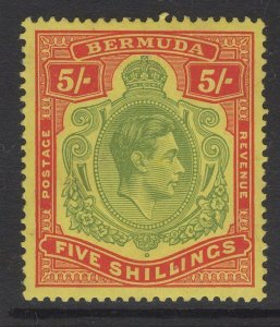 BERMUDA SG118a 1939 5/= PALE GREEN & RED/YELLOW MTD MINT