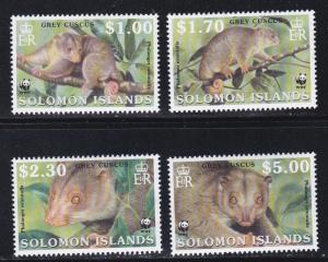 Solomon Islands # 927-930, WWF - Gray Cuscus, NH, 1/2 Cat.
