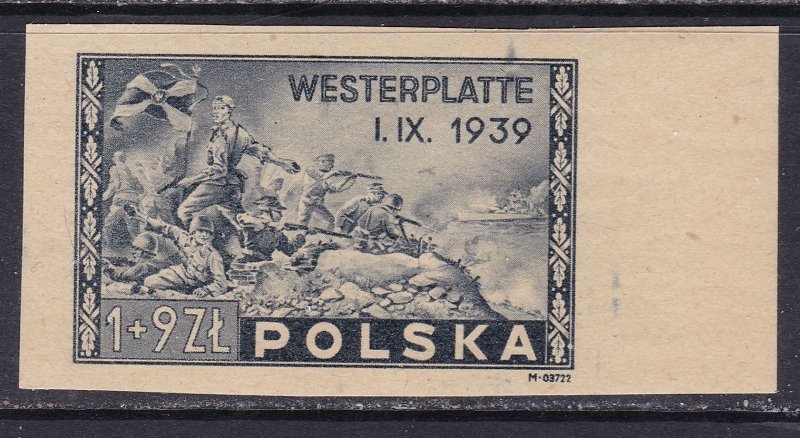 Poland Scott B41 Var, 1939 Last Stand Westerplatte, VF MNH Scott $30 as hinged
