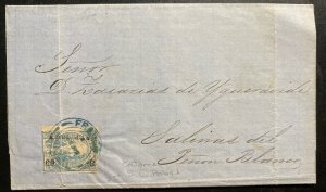 1869 Catorce San Luis Potosi Mexico Letter Sheet Cover To Salians Del Penon Blan