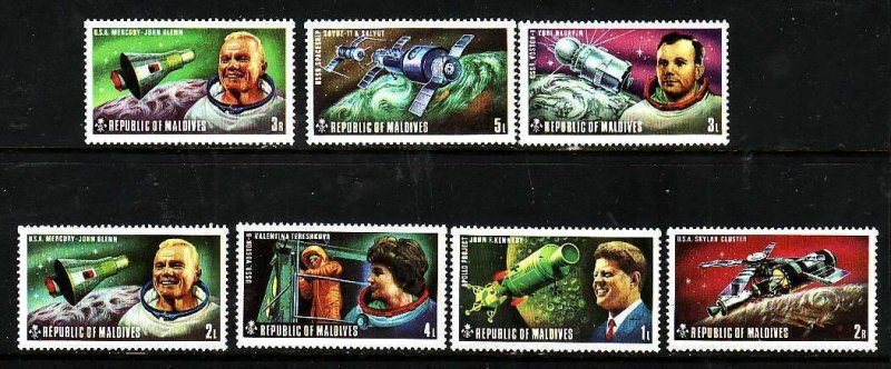 Maldive Is.-Sc#472-8- id8-unused NH set-Space-1974-