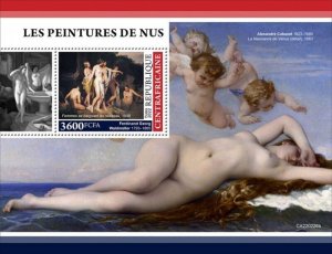 Central Africa - 2022 Nude Paintings on Stamps - Stamp Souvenir Sheet CA220226b