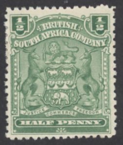 Rhodesia Sc# 59 mint no gum (a) 1898-1908 ½p Coat of Arms