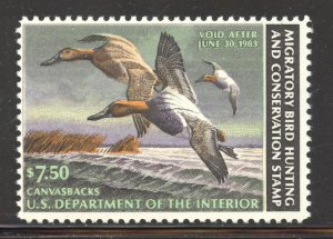 United States Scott RW49 MNHOG - 1982 $7.50 Canvasbacks - CV $16.00