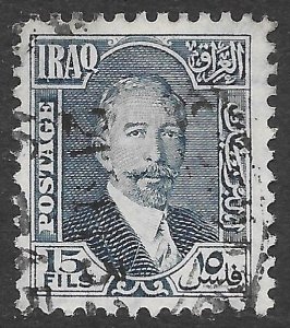 Iraq Scott 50 Used 15f deep blue King Faisal I issue of 1932