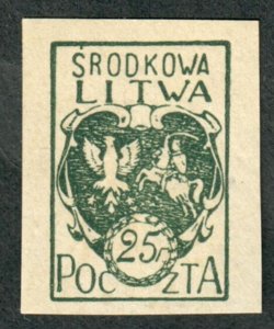 Central Lithuania #2 Imperf Mint Hinged single