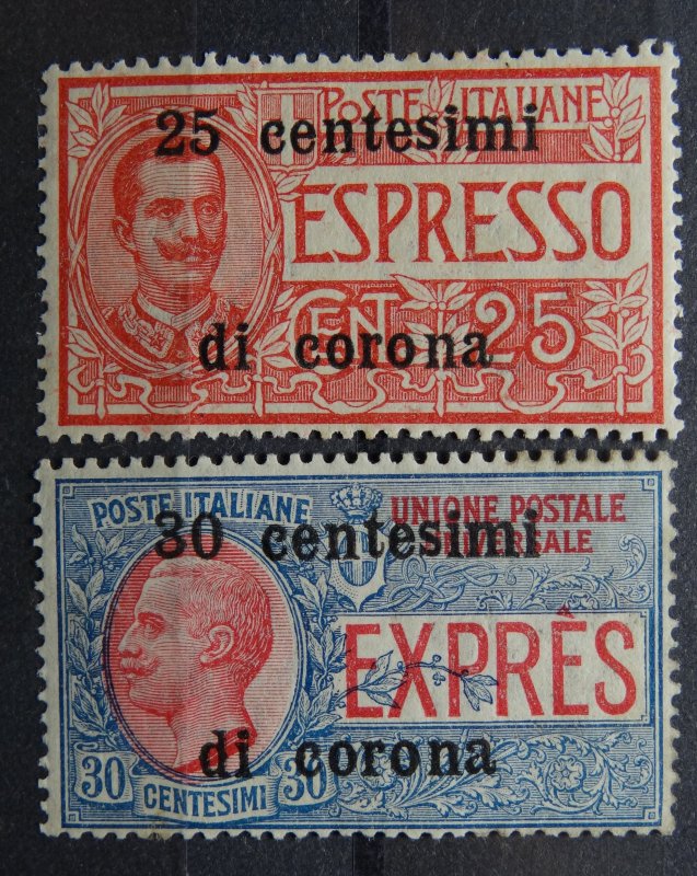 ITALY SC# NE2-NE3 TRIESTE Occupation Special Delivery 1918 MH OG