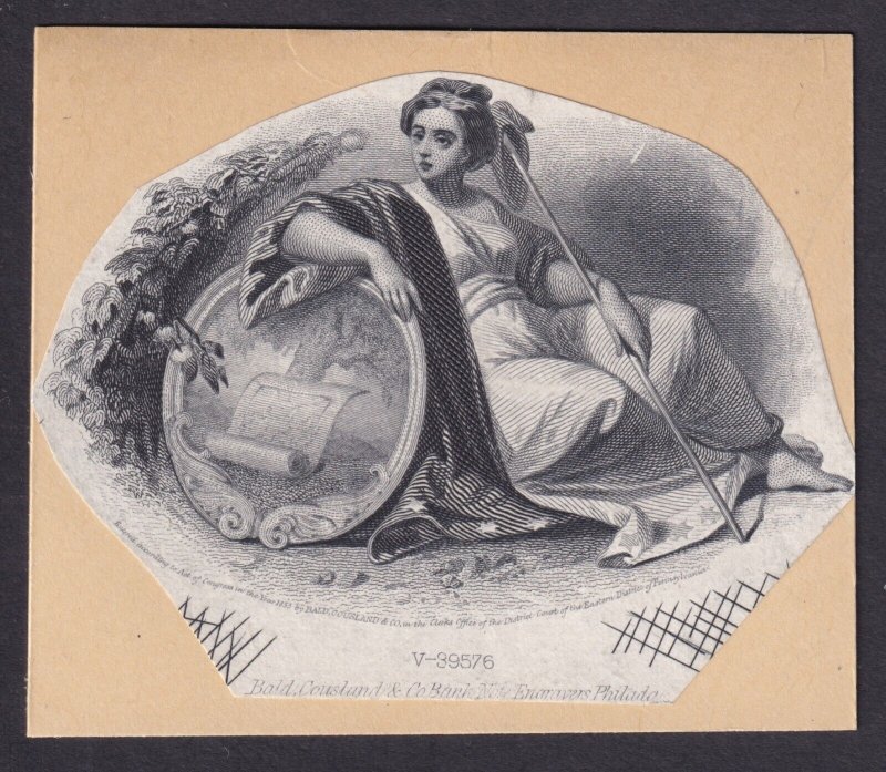 American Bank Note Company Proof, No. V-39576, Trial Design for Alabama Seal