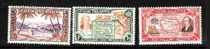 Cook Islands-Sc#131-3-unused hinged-1st 3 values of set-Capt. Cook-Maps- 1949-