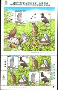 Korea 1999 Nature Protection Birds Owls Sheet of 12 MNH