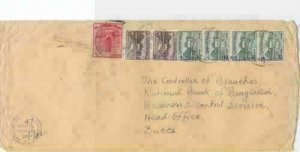 bangladesh early  overprint stamps on commercial stamps cover ref r15587