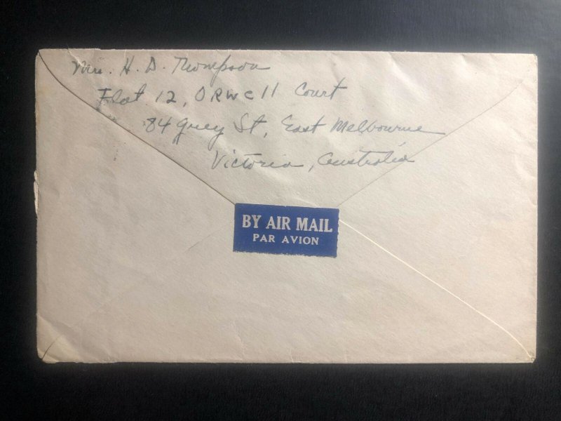 1954 Melbourne Airmail Coronation Cachet Cover to New Plymouth USA