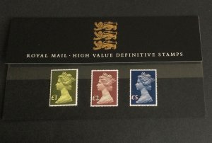 GB 1977 Presentation Pack no.13.  High Value Definitive Stamps x 3.