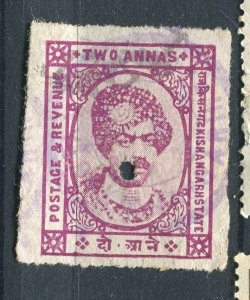 INDIA; 1928 early KISHANGARH local Imperf issue fine used shade of 2a. value