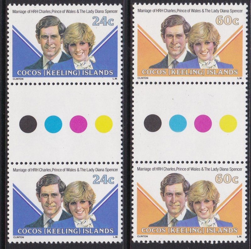 73-74 Cocos Islands 1981 Royal Wedding Gutter Pair MNH