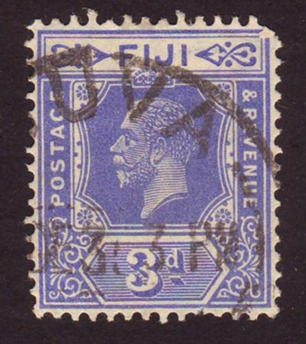 Fiji 1924 Sc#99 3d Blue KGV Head USED.