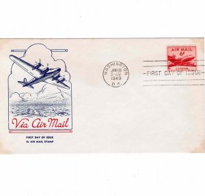 USA 1949 Sc C39 FDC Airmail First Day Cover House of Farnam Cachet