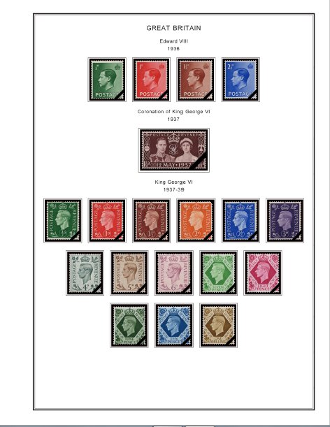 COLOR PRINTED GREAT BRITAIN [CLASS.] 1840-1951 STAMP ALBUM PAGES (28 ill. pages)