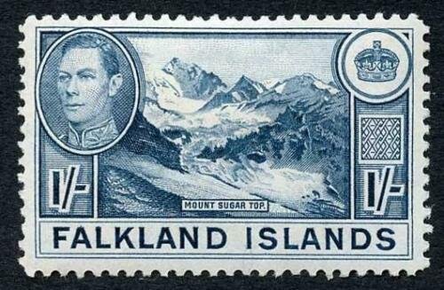 Falkland Is SG158b 1/- dull blue (greyish paper) M/M Cat 38 pounds 