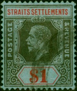 Straits Settlements 1914 $1 Black & Red-Blue SG210 Fine Used (2)