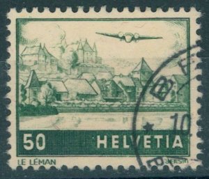 SWITZERLAND, 50 CENTIMES AIRPOST 1941 - RARE VARIETY REENTRY, NICELY USED, RARE!