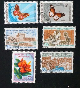 UPPER VOLTA Small Lot of 5 old stamps BUTTERFLIES  USED cto