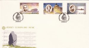 Jersey 1985,  Europa  set of 3,  on  FDC