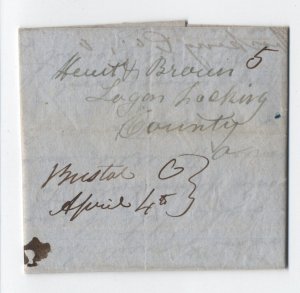 1850 Bristol Ohio manuscript stampless letter 5 rate [h.4792]