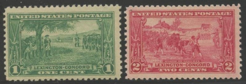 US Sc#617-618 1925 1-2c Lexington-Concord OG Mint NH & Hinged