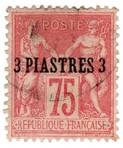 (I.B) France Colonial Postal : Levant 3pi on 75c OP