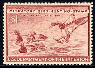 US RW13,1946 Redhead ducks Duck in flight Stamp Mint no gum