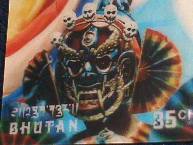 ​BHUTAN 3D STAMP-1976 VERY SPECIAL 3D COLORFUL MASK MNH STAMP VERY FINE