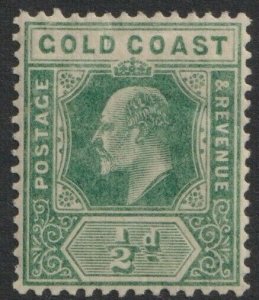 Gold Coast Sc# 56 KEVII 1907 - 1913 MMH ½ pence issue CV $12.00