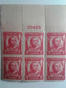 SCOTT # 690 PLATE BLOCK OF 6 GEM MINT NEVER HINGED PULASKI ISSUE  1930