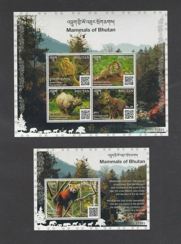 BHUTAN: New Issue /** Beautiful MAMMALS OF BHUTAN**/ Sheet of 4 & SS / MNH.