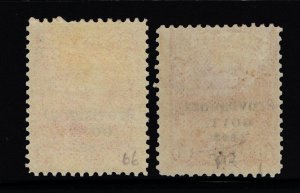 VERY NICE GENUINE HAWAII SCOTT #66 & #68 F-VF MINT OG H 1893 SET OF 2 STAMPS 