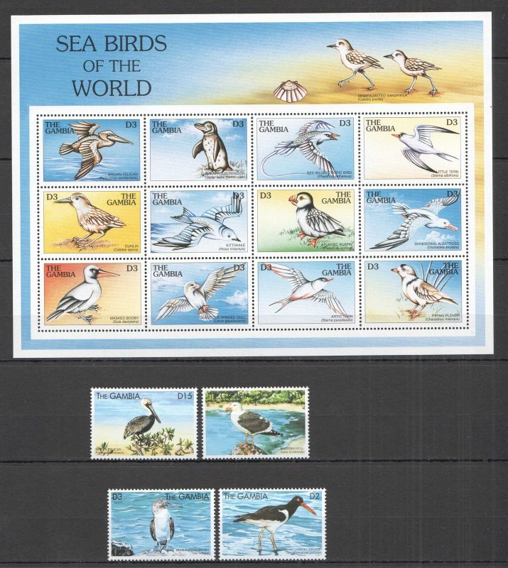 M1029 Gambia Sea Birds Of The World Fauna ! 1Sh+1Set Mnh