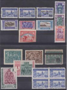 SPAIN 1930-40 ZARAGOZA, AYAMONTE & BENEFICENCE 19 STAMPS MNH & MINT F,VF